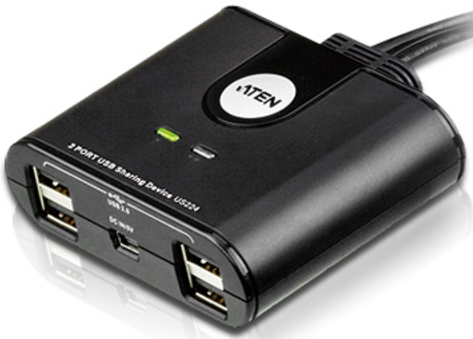 Переключатель, электрон., USB, 2 User > 2 устройства + клавиатура + мышь, 2 USB A-тип > 4 USB A-тип, Male > Female, со встроен. шнурами 2х1.2м., (USB 2.0)/ 2 PORT USB PERIPHERAL SWITCH.