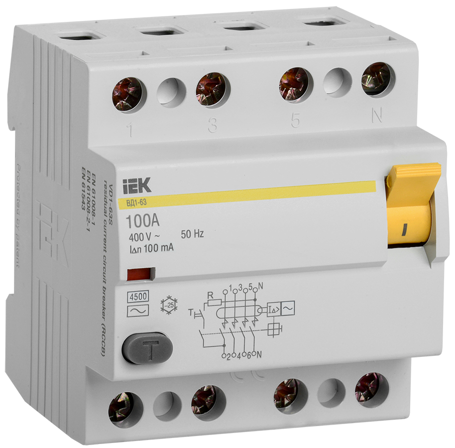 УЗО ВД1-63 4Р100А 100мА IEK