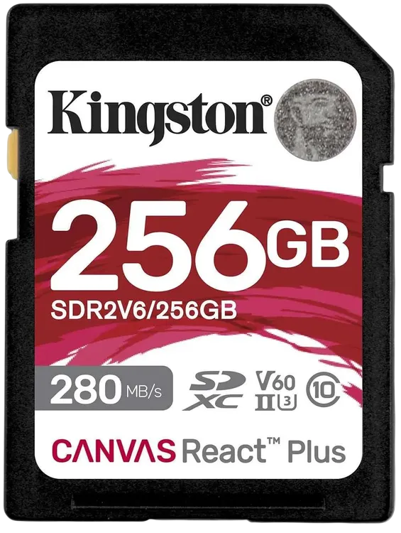 Карта памяти  Kingston 256GB SDXC Canvas React Plus UHS-II 280R/100W U3 V60/ Kingston 256GB SDXC Canvas  React Plus UHS-II 280R/100W U3 V60