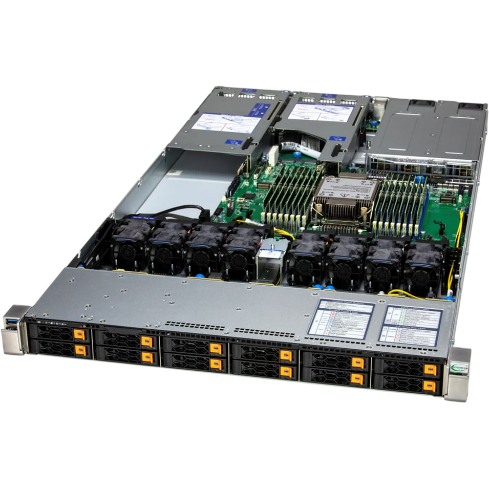 Серверная платформа/ Supermicro Server SYS-112H-TN 1U (1x LGA4710 / 16x DDR5 RDIMM / 12x Hs 2.5" NVMe / 2x M.2 NVMe / VROC Premium / 3x PCIe 5.0 x16 / 2x 10GbE RJ45 Intel X710 / 2x 1200W Power)