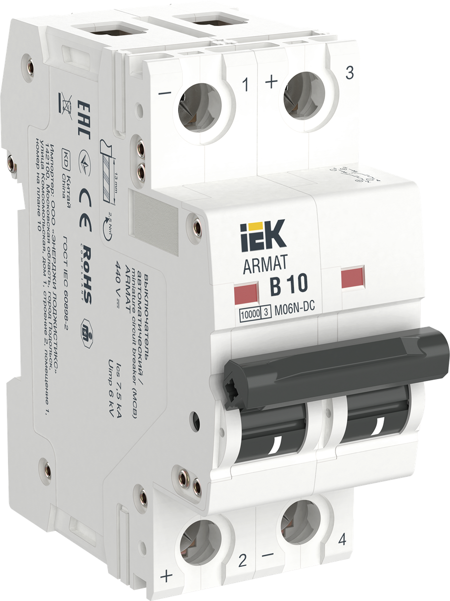 ARMAT Авт. выкл. M06N-DC 2P B 10А IEK
