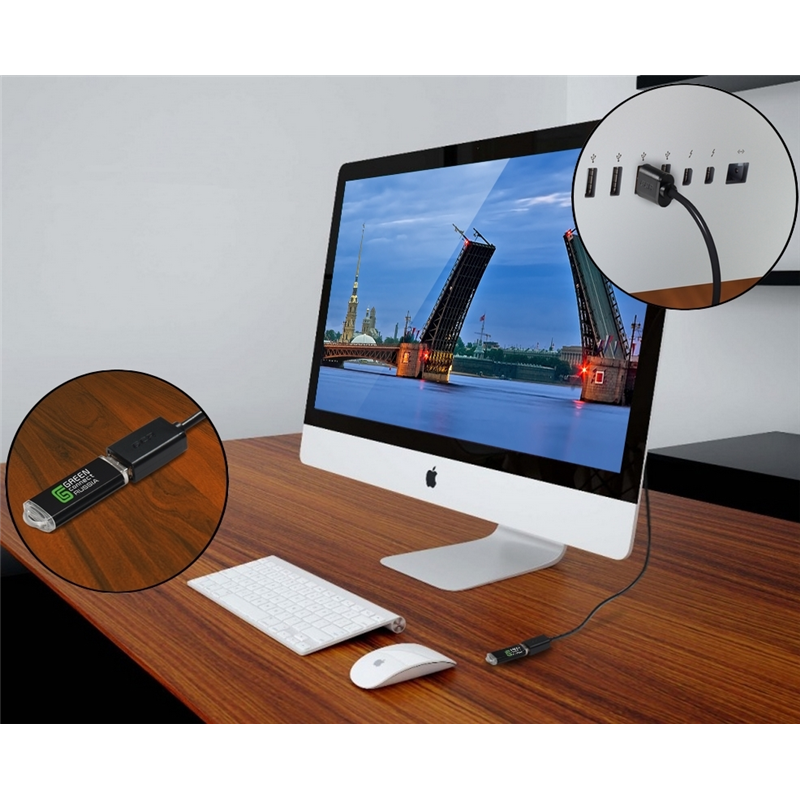 GCR Удлинитель 1.5m USB AM/AF, черный, 28/24 AWG, медь