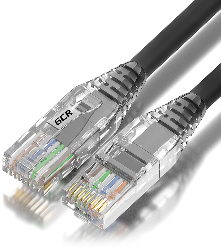 GCR Патч-корд 0.5m  LSZH UTP кат.5e, черный, коннектор ABS, 24 AWG, ethernet high speed 1 Гбит/с, RJ45, T568B