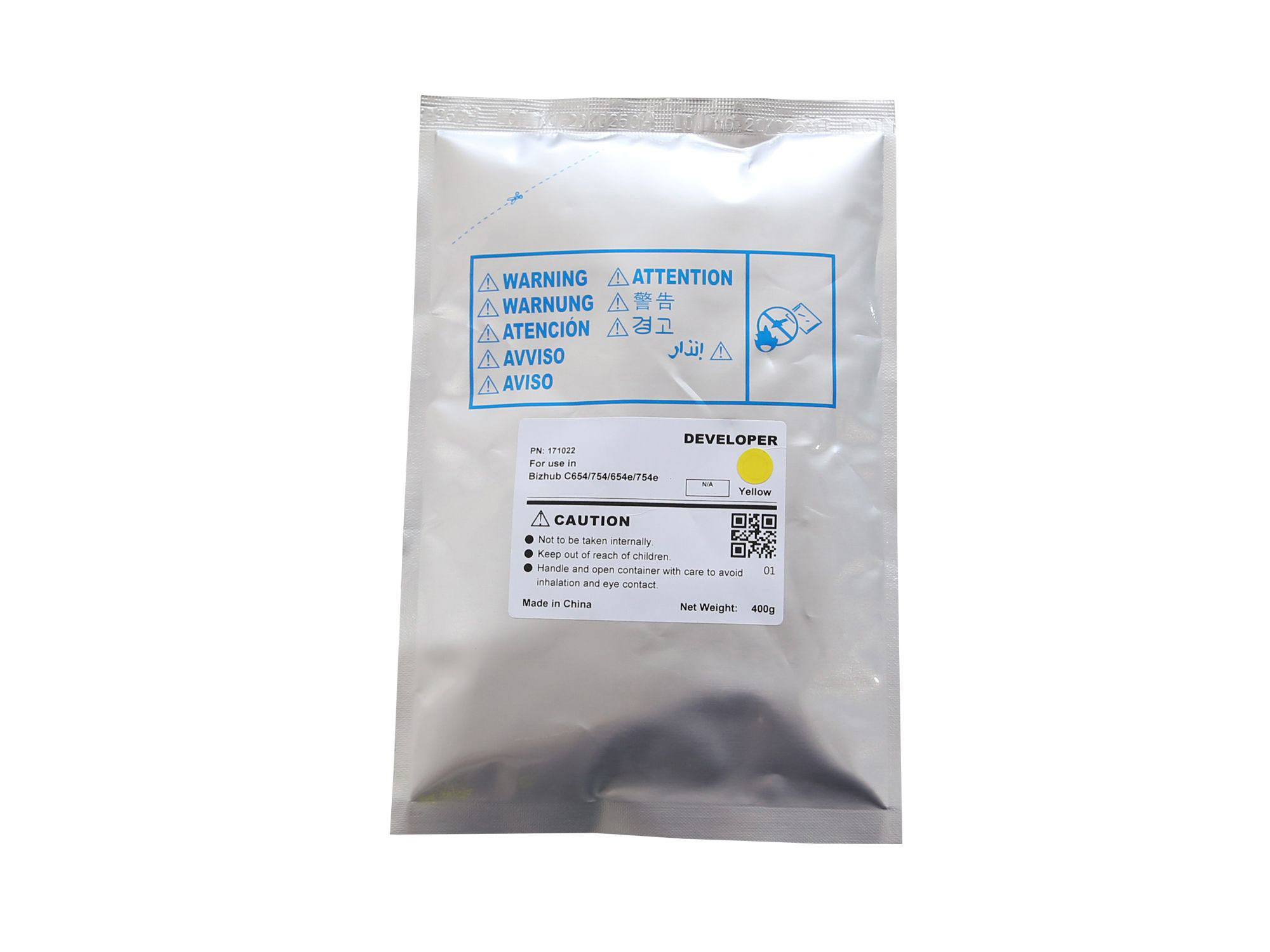 -/ Девелопер для KONICA MINOLTA Bizhub C654/C754/C654e/C754e (CET) Yellow, 400г, 155000 стр. Для использования в блоках IU-711Y.