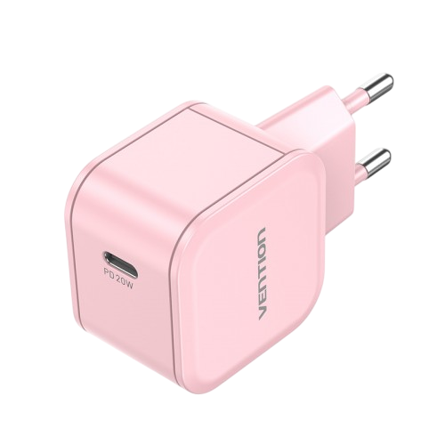 Vention FEJP0-EU Сетевое зарядное устройство Vention на 1 порт USB С  20W Розовый, шт.