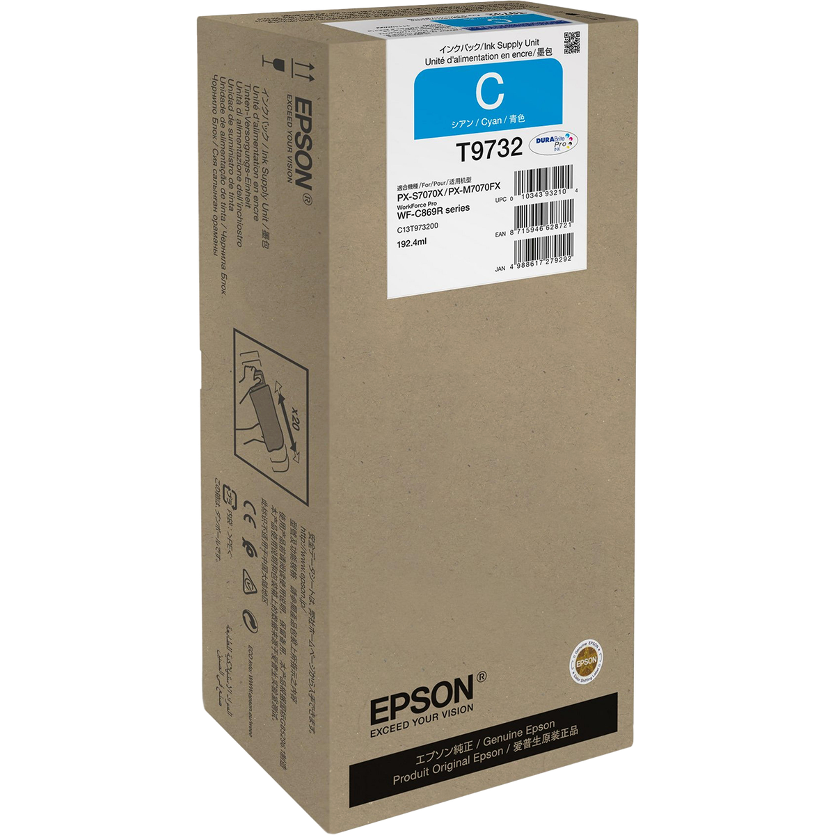 Картридж EPSON T973  голубой стандартной емкости XL для WF-C869RDTWF (C13T973200/C13T97320N)