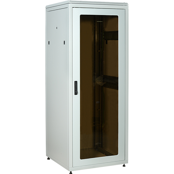 ITK LINEA N Шкаф сетевой 19" 18U 800х800мм стеклянная передняя дверь задняя металлическая серый