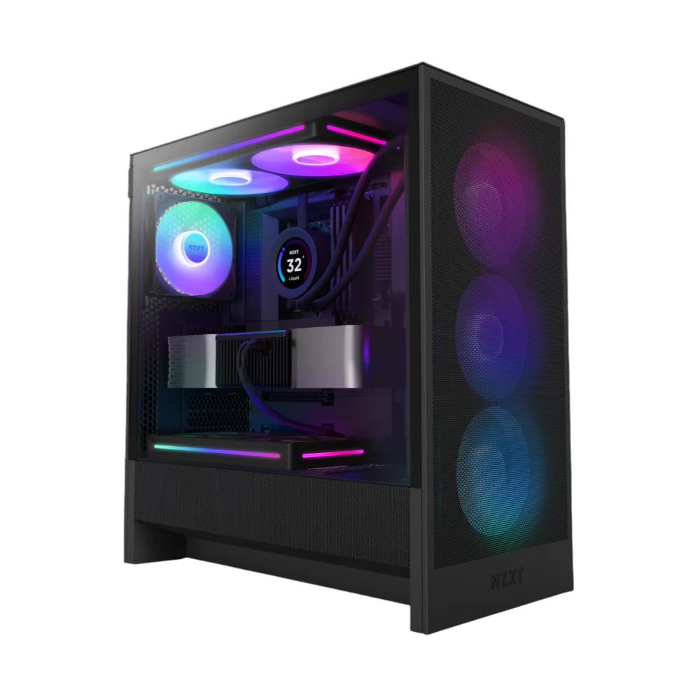 Компьютерный корпус без блока питания Case NZXT H5 Flow RGb, Midi-Tower, TG, 3x120мм RGb + 1x120мм, 1xUSB-A 3.2 + 1xUSB-C 3.2, E-ATX, ATX, mATX, mITX черный
