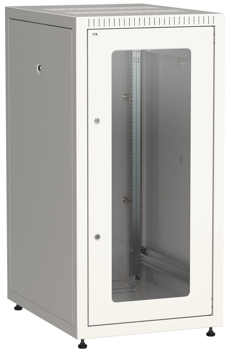 ITK LINEA E Шкаф напольный сетевой 19" 24U 600х800мм стеклянная передняя дверь задняя металлическая серый