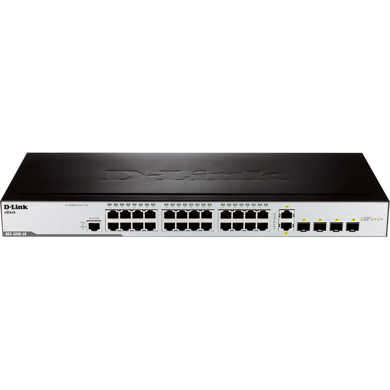 Коммутатор/ DES-3200-28_RFB/C1 Refurbished unit, clean, fully tested, well-packed with power cable and 19' rack mounts.Managed L2 Switch 24x100Base-TX, 2x1000Base-X SFP, 2xCombo 1000Base-T/SFP, Surge 6KV, CLI, RJ45 Console, Dying Gasp, H/W C1.