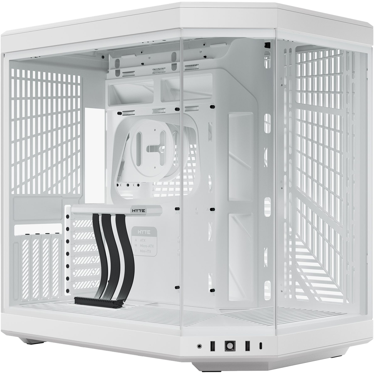 Корпус без блока питания/ Case HYTE Y70, Midi-Tower, TG, no fans, 2xUSB-A 3.2, 1xUSB Type-C, E-ATX, ATX, mATX, mITX Snow White