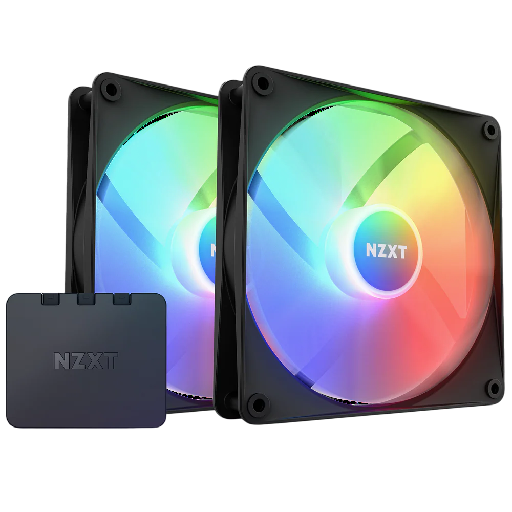 Вентилятор для корпуса Case Cooler NZXT F140 RGb Core Twin Pack (140x140x25мм, 4-pin PWM, RGb, 89.48CFM, 32.5dBA, 1800RPM, черный, 2pcs)