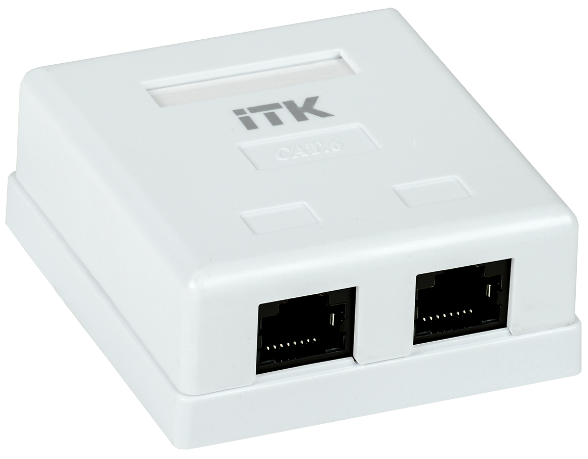 CS2-1C6U-22 Розетка в сборе ITK 2x RJ45(8P8C) кат. 6 неэкр. для настенного монтажа упаковка: 1 шт цвет: белый
