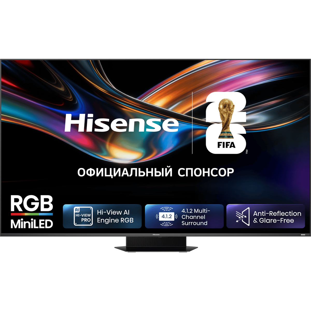 Телевизор RGB Mini-LED 65'' Hisense/ 65", Ultra HD, VA, Local Dimming Zones 1056, 4K 48-170Hz, 2K 48-330Hz, Smart TV (HomeOS U9.5), Wi-Fi, DVB-T2/T/C/S2/S, HDR 10+, Dolby Vision, Dolby Atmos, Bluetooth, 4.1.2 CH, 2*15W(Main)+2*10W(Surround)+20W(Subwoofer)+2*10W(Sky), 800 nits, 8000:1, DP(Type-C), CI+(1.4), 4хHDMI, 2хUSB, FreeSync Premium PRO, 170Hz Game Mode Pro, Charcoal grey, 2026