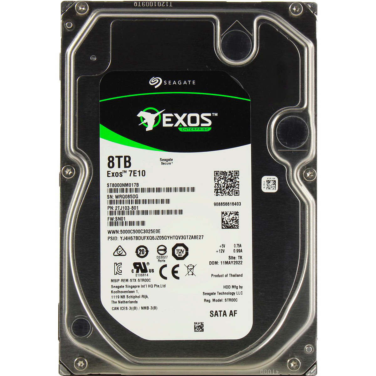 Жесткий диск/ RECERTIFIED HDD Seagate SATA 8Tb  Exos 7E10  7200 6Gb/s 256Mb (clean pulled) 1 year warranty (replacement ST8000NM000A) RECERTIFIED