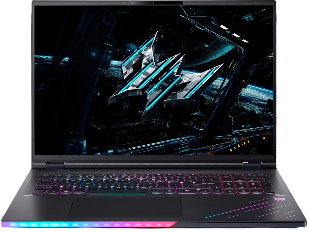 Ноутбук/ ACER Predator Helios 18 AI PH18-73-99GX 18"(2560x1600 miniLED (матовый, 240Hz, 3ms) )/Intel Core Ultra 9 275HX(2.7Ghz)/65536Mb/2TbPCISSDGb/noDVD/Ext:NVIDIA GeForce RTX 5080(16384Mb)/Cam/BT/WiFi/100WHr/war 1y/3.5kg/Black/NoOS