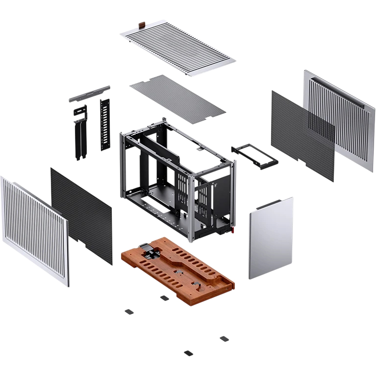 Корпус без блока питания/ Case JONSBO T9, Micro-Tower, no fan, 1xUSB-C 3.2, SFX PSU Support, mITX Silver