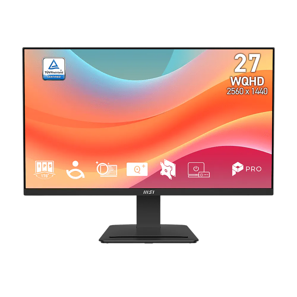 Монитор MSI PRO MP273Q E7 27" 16:9 WQHD(2560x1440) IPS Flat,1ms(MPRT),1000:1,100M:1,250nits,178/178,2xHDMI 2.0,DP 1.2,Tilt,VESA,75Hz,Black,1y war-ty