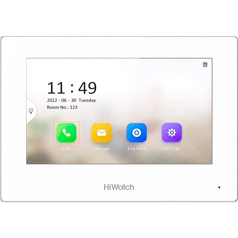 7 IP видеодомофон с WI-FIСенсорный 7" TFT LCD экран 1024*600; встроенные микрофон и динамик; слот для SD карты до 32Гб; Wi-Fi 2.4ГГц тревожные входы/выходы 8/2; RS-485; 10M/100M Ethernet; DC12В/PoE; 10Вт; 0 C...+55C; 200 140 15.1 мм