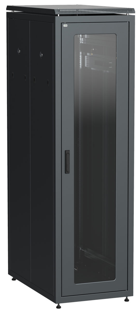 ITK LINEA N Шкаф напольный сетевой 19" 42U 800х1000мм стеклянная передняя дверь задняя металлическая черный