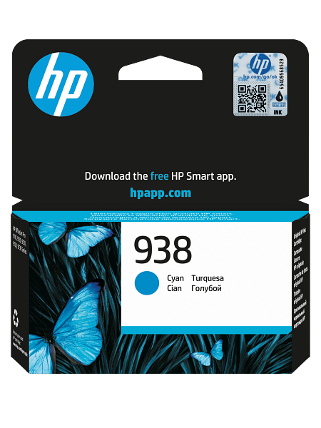 4S6X5PE - Картридж HP 938 Cyan Original Ink Cartridge для HP DeskJet 1110,HP DeskJet 2130,HP DeskJet 3630,HP OfficeJet 3830,HP OfficeJet 4650,HP ENVY 4520
