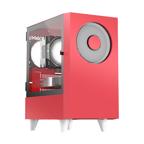 Корпус ПК WIZMAX EM1 Woofer Red, Mini-Tower, TG, mATX/mITX, красный