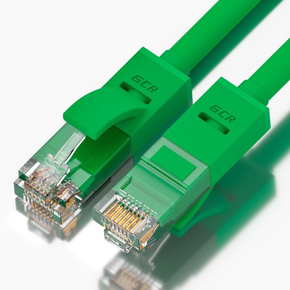 GCR Патч-корд прямой 30.0m UTP кат.5e, зеленый, 24 AWG, литой, ethernet high speed 1 Гбит/с, RJ45, T568B