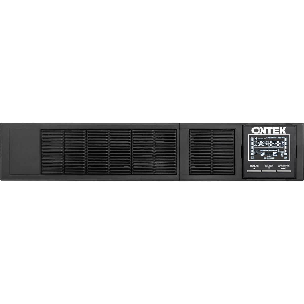 ИБП ONTEK SM RT 3, 3 кВА/3 кВт (PF=1) 2U с внутренними аккумуляторами 6х12В/9Ач/ ИБП ONTEK SM RT 3, 3 кВА/3 кВт (PF=1) 2U с внутренними аккумуляторами 6х12В/9Ач, в комплекте: 1. Батарейный модуль SM RT 3 BM  10BL   18Ач х 72В для подключения к ИБП ONTEK серии SM RT 3 кВА, срок службы АКБ 10 лет - 1 щт., 2. Комплект направляющих для крепления ИБП в стойку 1100мм - 2 шт.  3. Адаптер SNMP для ИБП ONTEK - 1 шт.