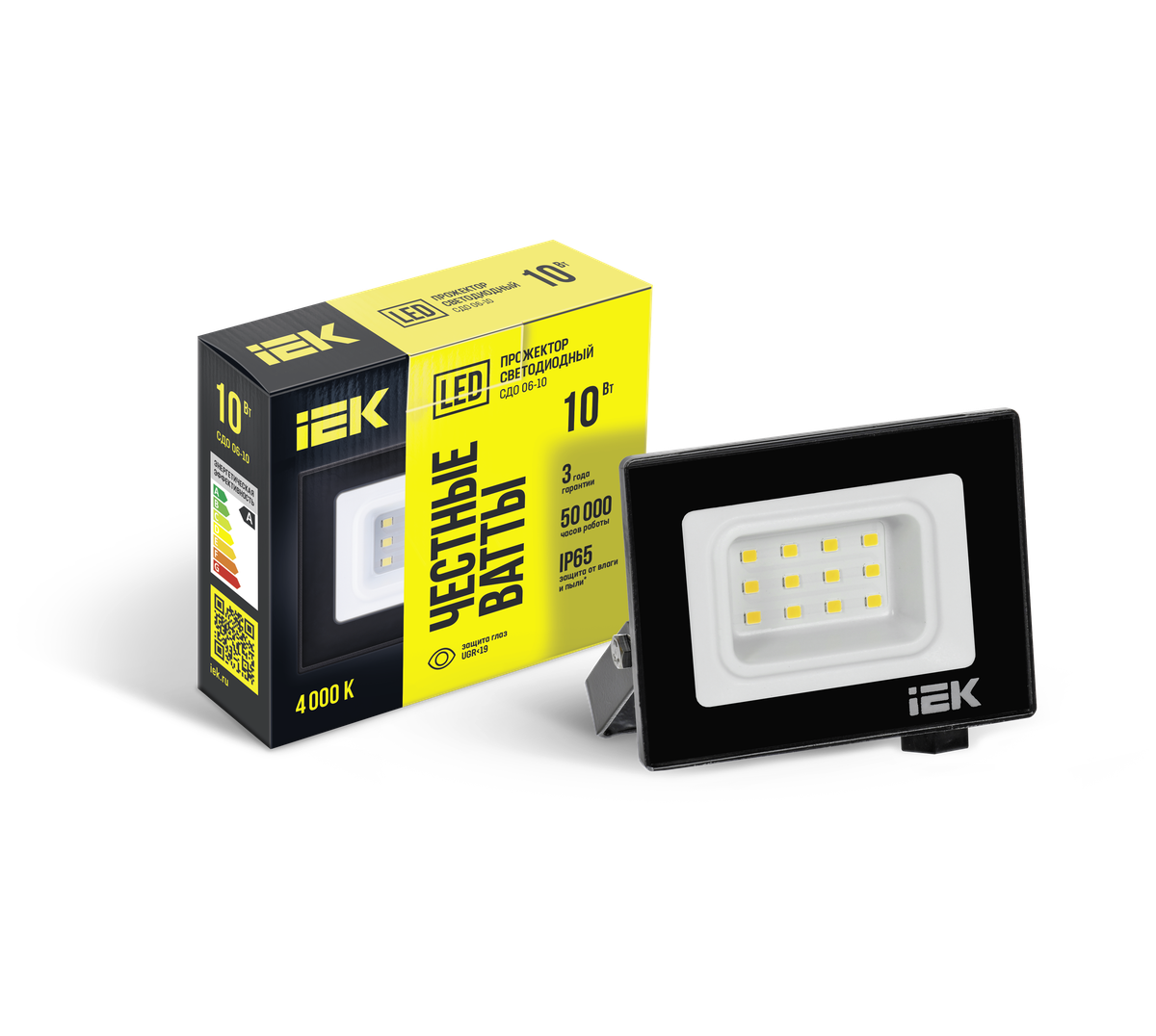 Прожектор СДО 06-10 светодиодный черный IP65 4000 K IEK