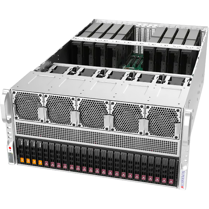 Платформа для сервера/ Supermicro GPU SuperServer AS-5126GS-TNRT 5U (2x Socket SP5 up 500W, 24x DDR5 6400, 2x 2.5" SAS/SATA3 + 4x NVMe 2.5" Hot-Swap, 9x PCI-E x16 (up to 8x GPU), 2x 10GbE, 6x2700W, IPMI)