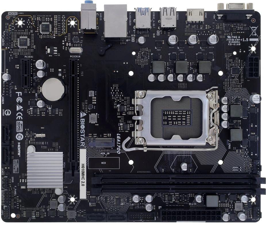 Материнская плата Biostar H610MHC 2.0 Soc-1700 Intel H610 2xDDR4 mATX AC`97 8ch(7.1) GbLAN RAID+VGA+HDMI
