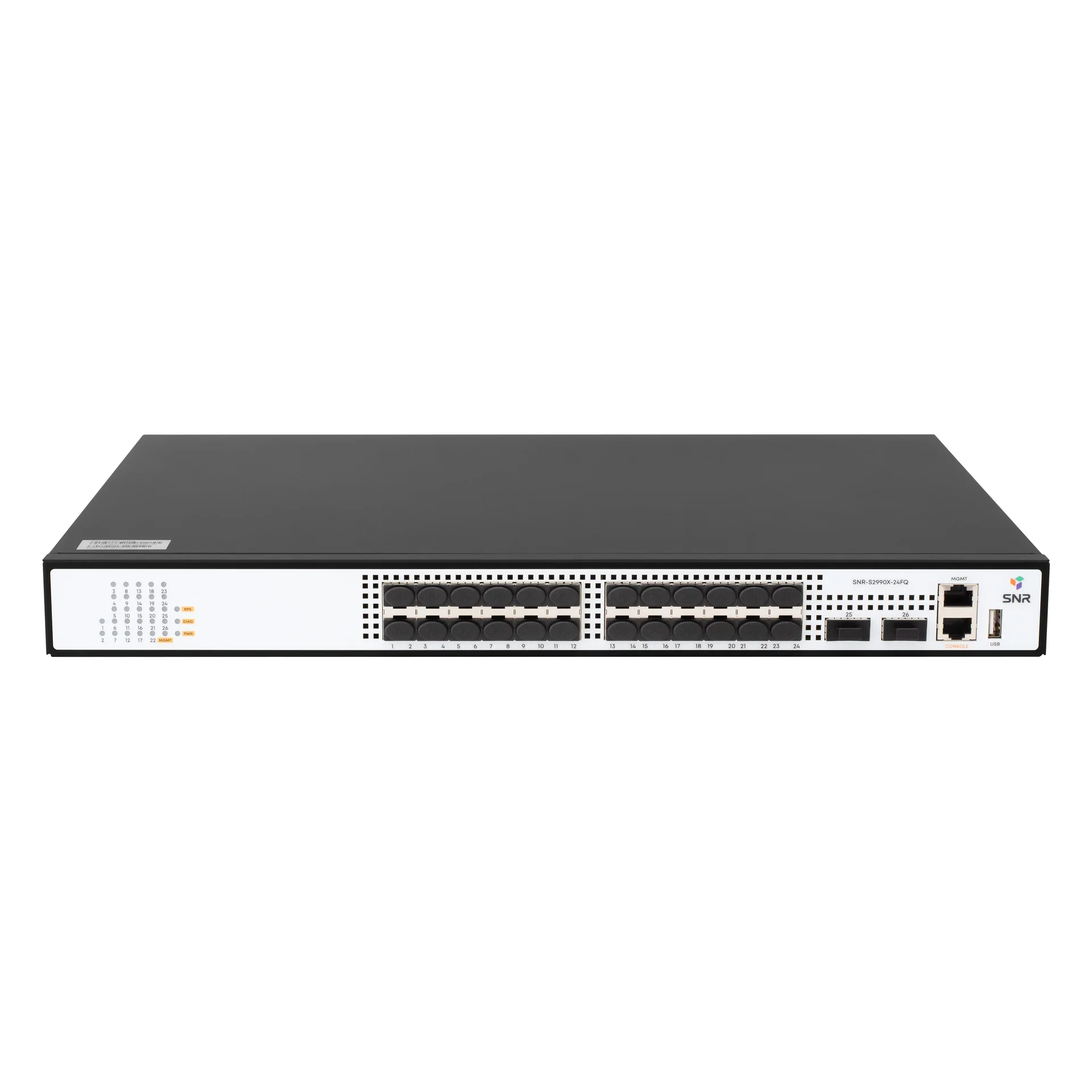 SNR SNR-S2990X-24FQ Управляемый коммутатор уровня 2+, 24 порта 1/10G SFP+, 2 порта 40G QSFP+, встроенный БП ~220V AC, RPS 36-72V DC