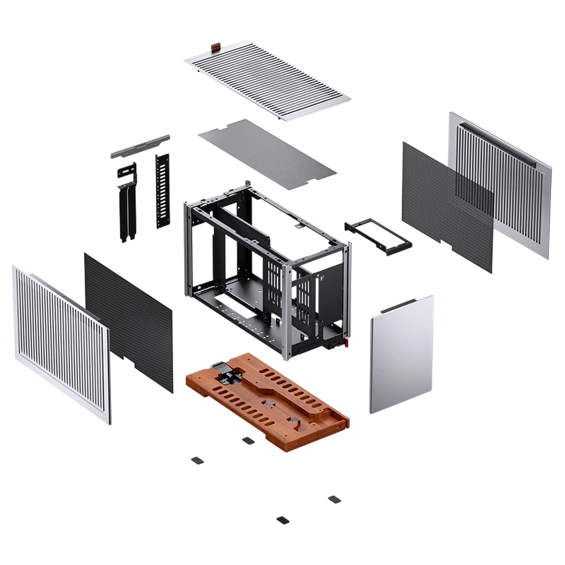Корпус без блока питания/ Case JONSBO T9, Micro-Tower, no fan, 1xUSB-C 3.2, SFX PSU Support, mITX Silver