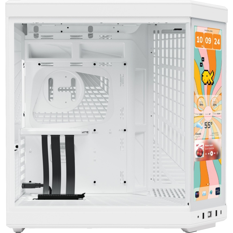 Корпус без блока питания/ Case HYTE Y70 Touch Infinite, Midi-Tower, TG, LCD, no fans, 2xUSB-A 3.2, 1xUSB Type-C, E-ATX, ATX, mATX, mITX White Snow