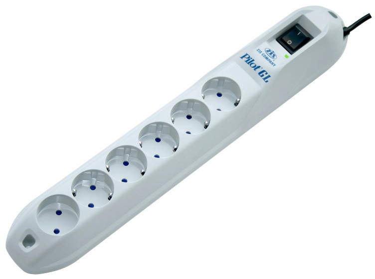 Сетевой фильтр Pilot GL 6 розеток (5 евро + 1 без заземления) 3 м/ Surge protector Pilot GL 6 outlets (5 euro + 1 without ground) 10A / 2.2kVt, 3m