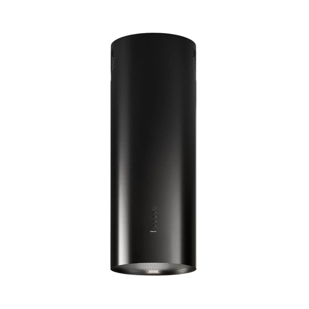 Вытяжка FALMEC POLAR EVO IS BLACK 35, 35 см, островная, потолочная, электронное/кнопочное управление, светодиодное освещение, 4 скорости, отвод/циркуляция, макс. производительность 800 м3/ч, угольный фильтр в комплекте, возможность работы с внешним мотором, энергоэффективность В, цвет черный