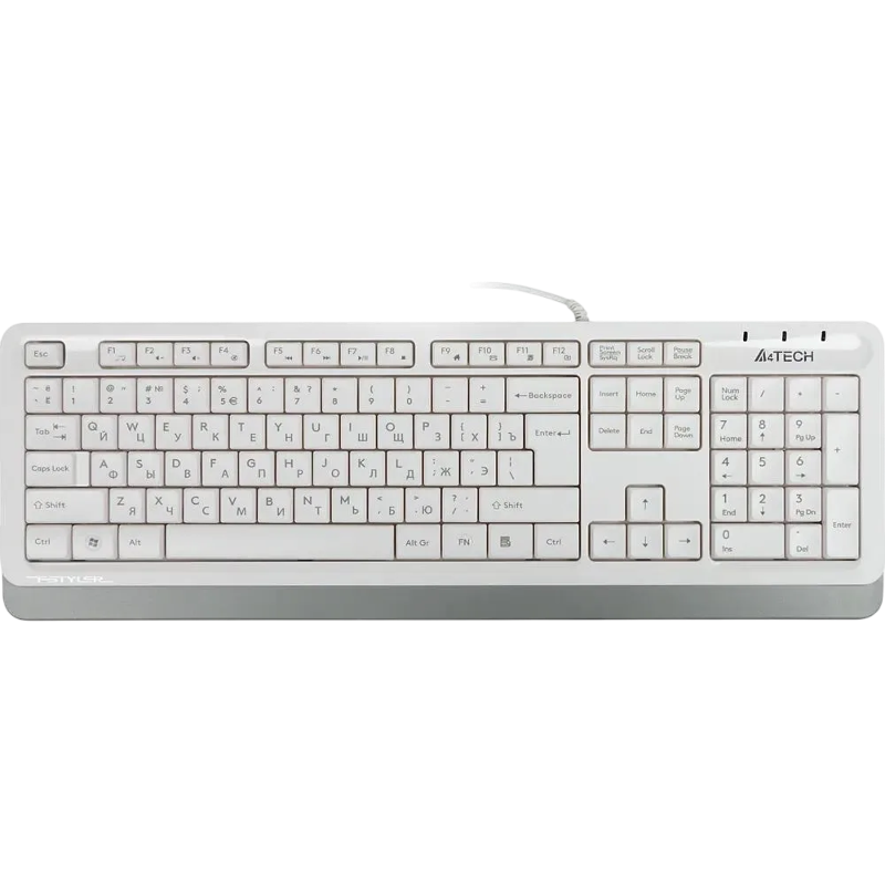 Клавиатура A4Tech FK10 белый/серый USB (FK10 WHITE) каб.:1.5м