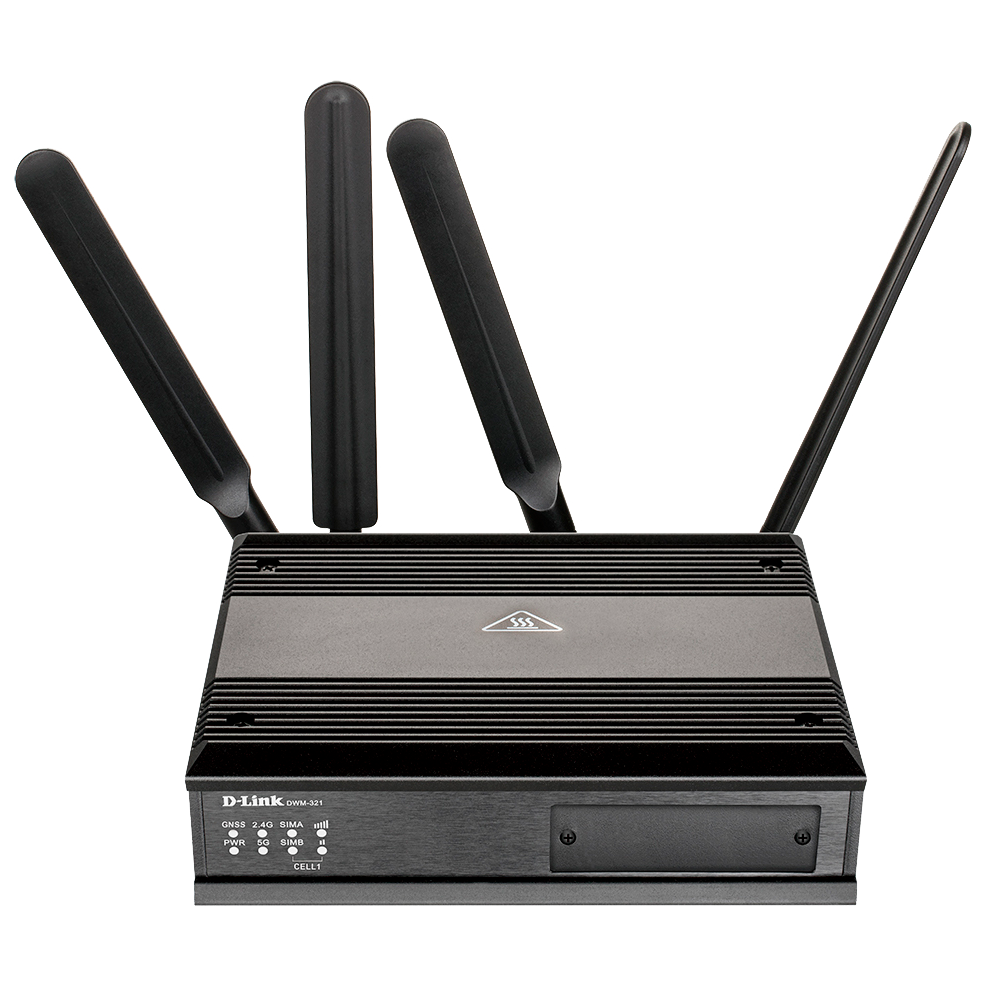маршрутизатор/ DWM-321 AC1200 Wi-Fi LTE M2M Router, 1000Base-T WAN/LAN, 2x1000Base-T LAN, 2 detachable LTE antennas, 2 detachable Wi-Fi antennas, 2xUSIM/SIM slots, GPS/GLONASS support