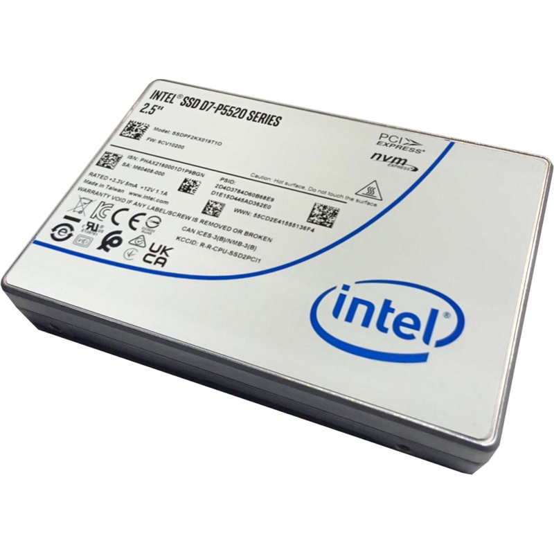 Твердотельный накопитель/ Intel SSD D7-P5520 Series, 7.68TB, U.2(2.5" 15mm), NVMe, PCIe 4.0 x4, TLC, R/W 7100/4200MB/s, IOPs 1 100 000/220 000, TBW 14000, DWPD 1 (12 мес.)