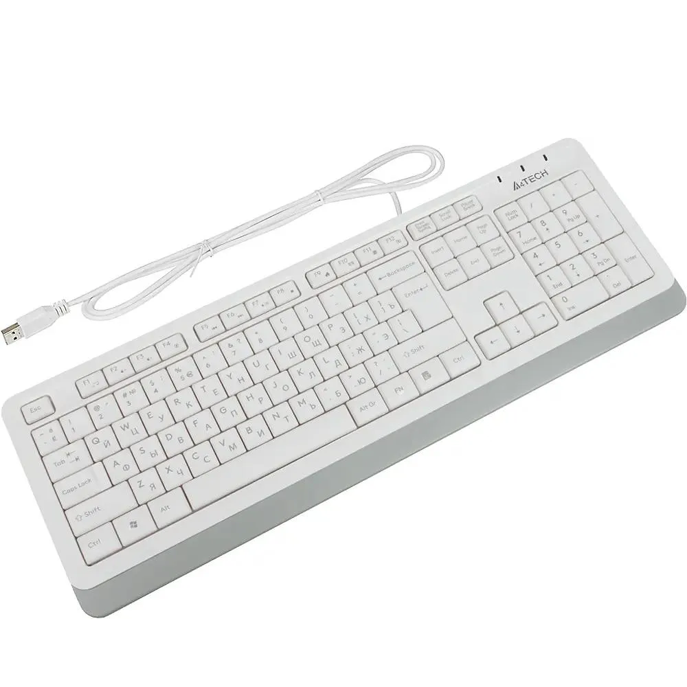 Клавиатура A4Tech FK10 белый/серый USB (FK10 WHITE) каб.:1.5м