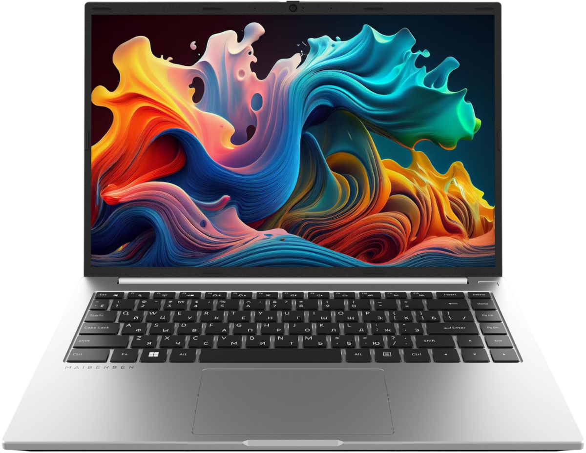 Maibenben Smart S14B 14.5"(3072x1920 (матовый) IPS)/AMD Ryzen 5 6600H(3.3Ghz)/16384Mb/512PCISSDGb/Int:AMD Radeon 660M/Cam/BT/WiFi/60WHr/war 1y/1.6kg/Silver/Linux + Screen 120Hz, 400nits, 16:10
