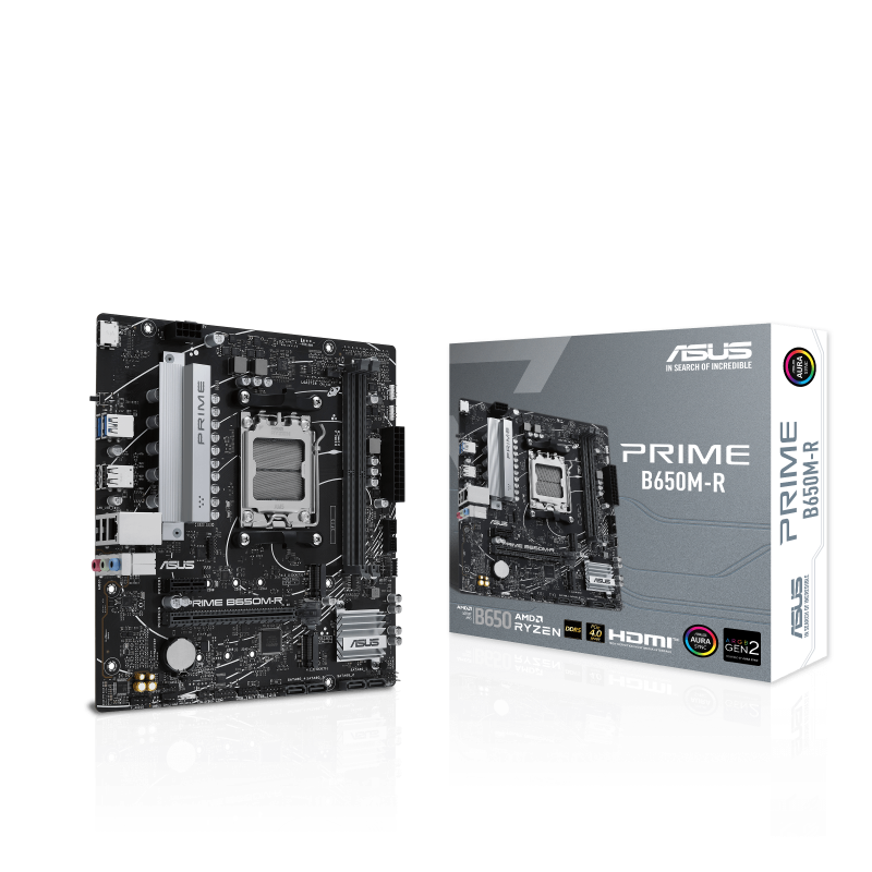 Материнская плата ASUS PRIME B650M-R, AM5, B650, 2*DDR5, 4*SATA, 2*M.2, 2*USB 3.2, 4*USB 2.0, 2*PCIx16, 1*PCIx1, HDMI, mATX; 90MB1H30-M0EAY0