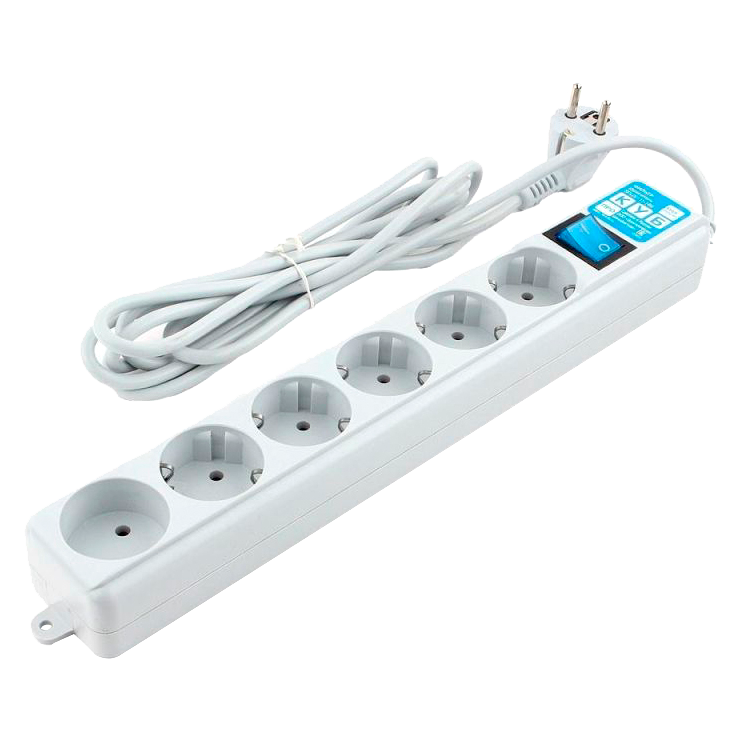 Фильтр-удлинитель Power Cube PRO, 5,0 м, LC контур, 16А/3,5кВт/ Surge protector Power Cube  Pro 5,0 m, LC circuit, 6 outlets (white) 16A / 3,5kVt
