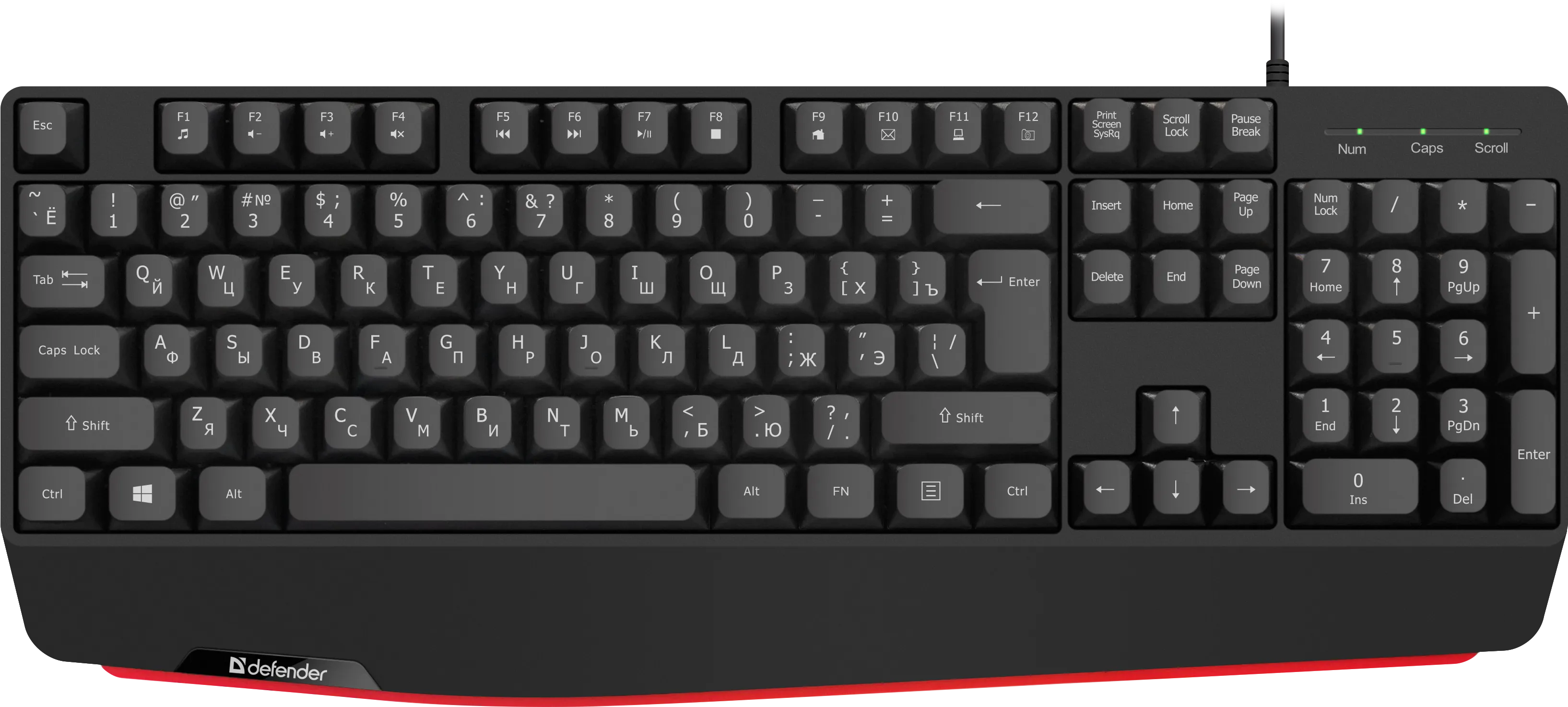 Клавиатура проводная DEFENDER Atom (Атом) HB-546 RU черный (USB, 104 клавиши) (45546)