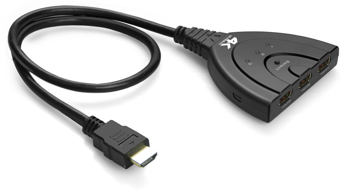 GCR Переключатель HDMI, 3 устройства  к 1 монитору, 4K 30Hz, 0.9м, USB доп питание