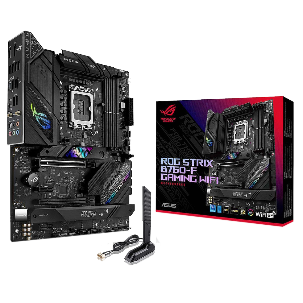 Материнская плата ASUS ROG STRIX B760-F GAMING WIFI LGA1700 ATX 4xDDR5 2xPCIEx16 2xPCIEx1 3xM.2 USB-C DP HDMI 2.5GLAN Wi-Fi 6E (90MB1CT0-M1EAY0)