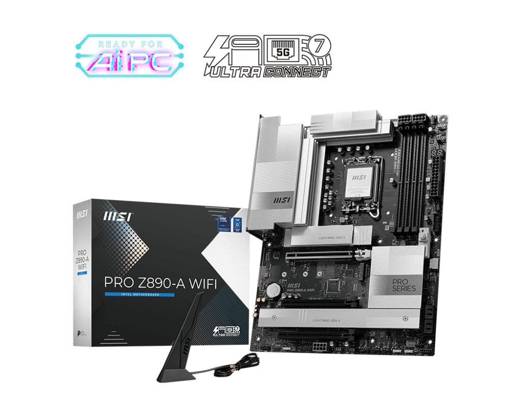 Материнская плата MSI - PRO Z890-A WIFI, ATX, Intel Z890, 1xLGA 1851, 4xDDR5 до 256ГБ, audio, Wi-Fi, Bluetooth, HDMI, 4xSATA, 4xUSB3.0, 3xUSB3.1, 1xUSB3.1 Type C, PRO Z890-A WIFI