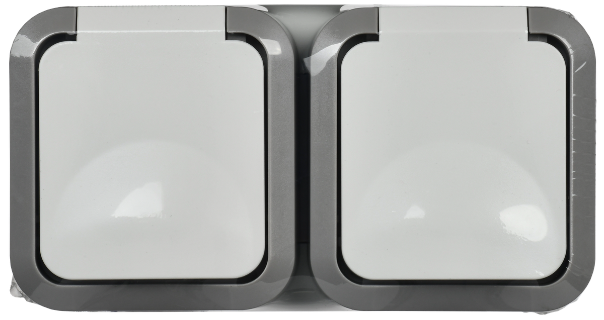 TORS Розетка 2-я с з/к кр. гориз. 16А IP55 TS222 сер-бел IEK