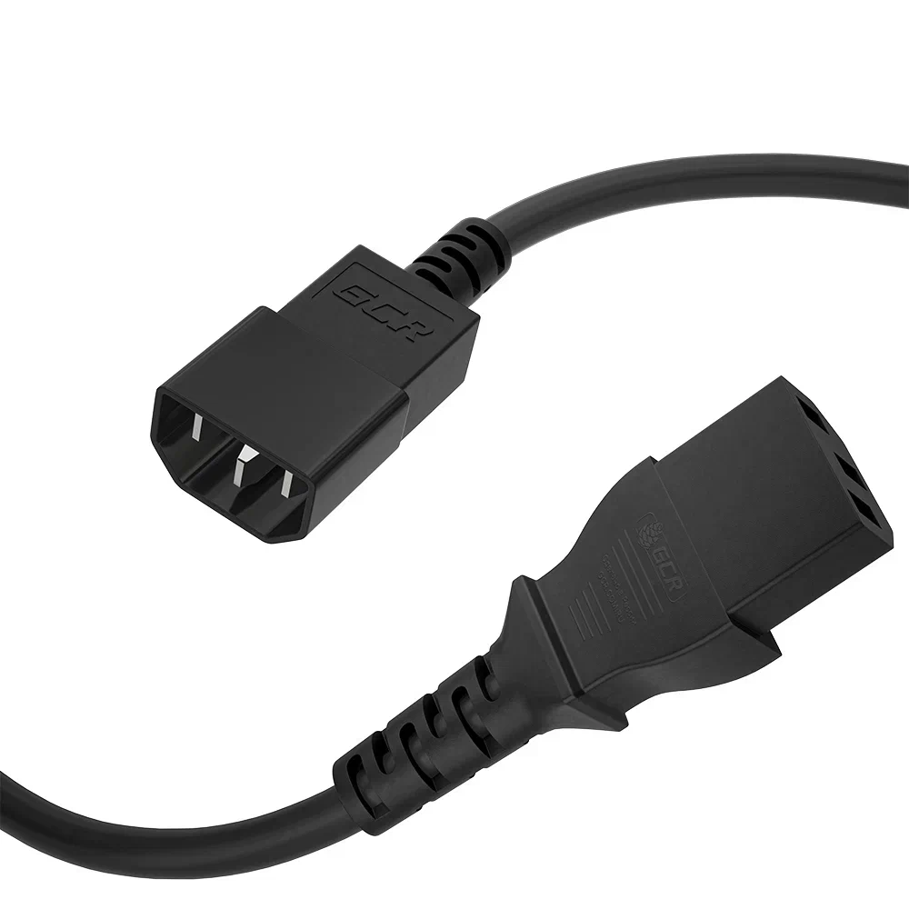 GCR PRO Кабель питания удлинитель черный, 1.5m, С13 - С14, 3*0,75mm, медь
