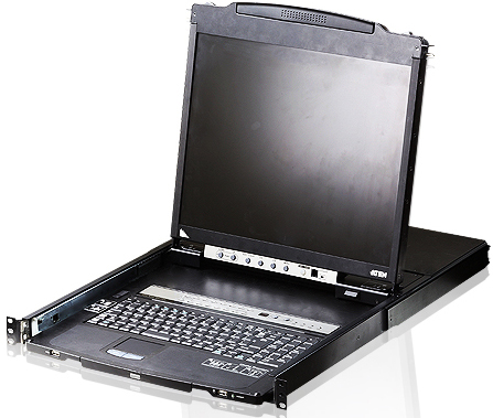 8-портовый KVM-пеКонсоль управления, LCD 19"(1280x1024), лат./рус. клав., 8-портовый KVM-переключатель,  +1 remote user(SPHD18(Male)),2хUSB(Тип а Female),  KVM-порты: SPHD15(Female), каскадирование./ 8P Dual RAIL LCD KVMP SWITCH 19INCH
